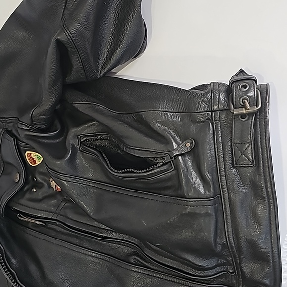 First Classics Black Leather Gear Men's Motorcycle Biker Jacket Size XL - Picture 6 of 16